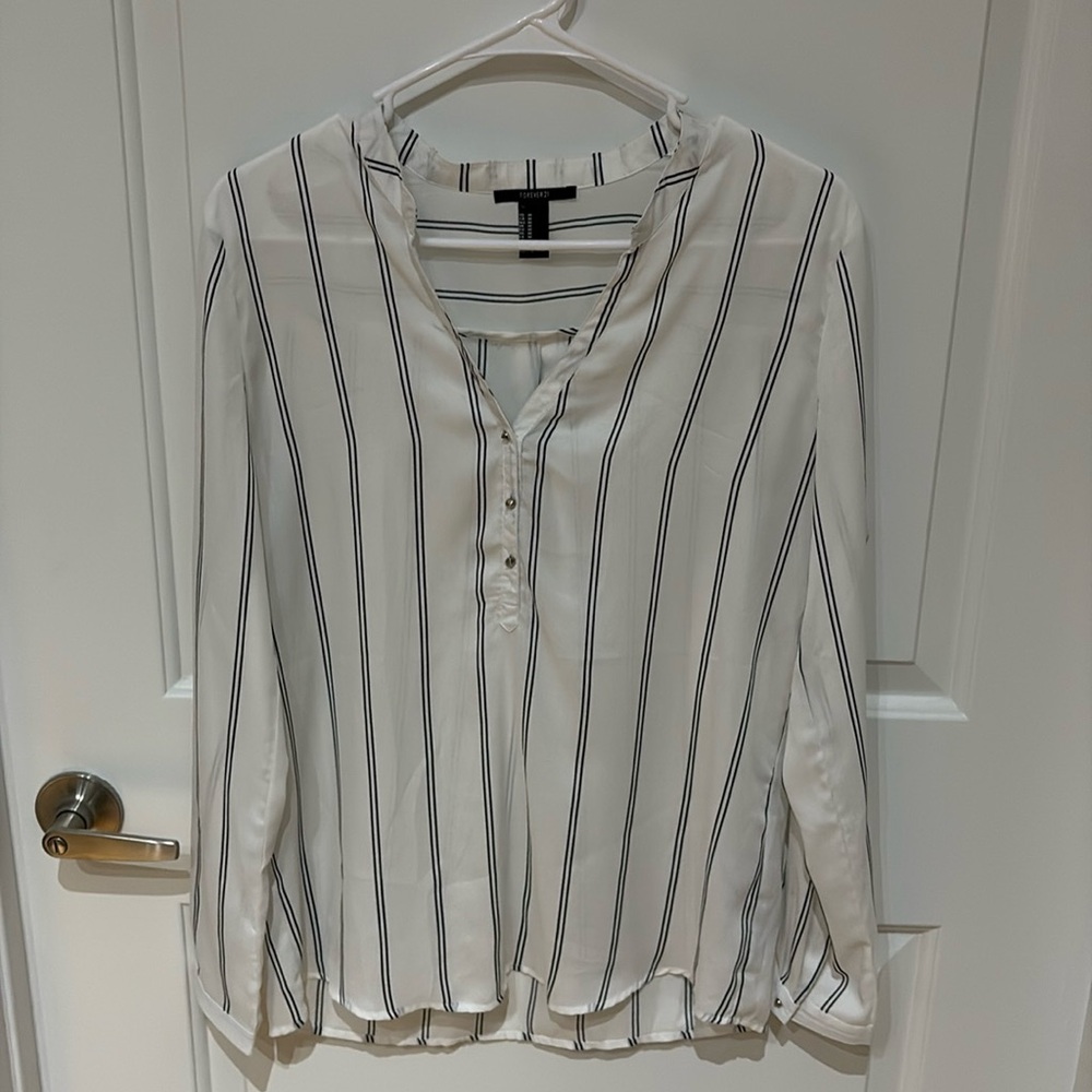 Forever 21 white and black striped blouse